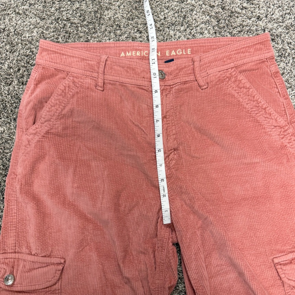 American Eagle Pink Corduroy Cargo Pants Super High Rise Baggy Wide Leg Size 10 - Picture 8 of 10